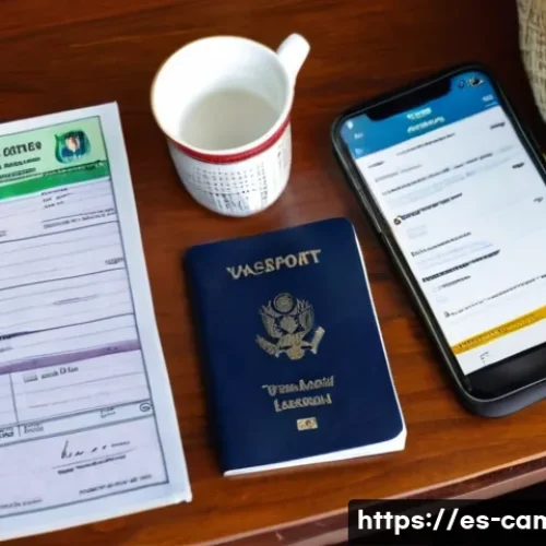 Home 24 카메룬 입국 시 주의사항 - **A Prepared Traveler's Desk in Cameroon**
A wide shot of a neatly organized wooden desk bathed ...