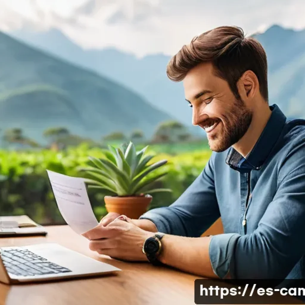 카메룬 비자 신청 방법 - "A content traveler in their early 30s, with a warm smile and styled brown hair, sits comfortably at...